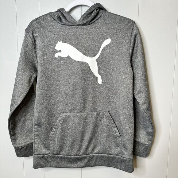Puma Sweatshirt Boys Youth L (14-16) Gray Hoodie Puma Logo Kangaroo Pocket 2pcs - Picture 2 of 11